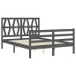 vidaXL Massivholzbett mit Kopfteil Grau 140x200 cm