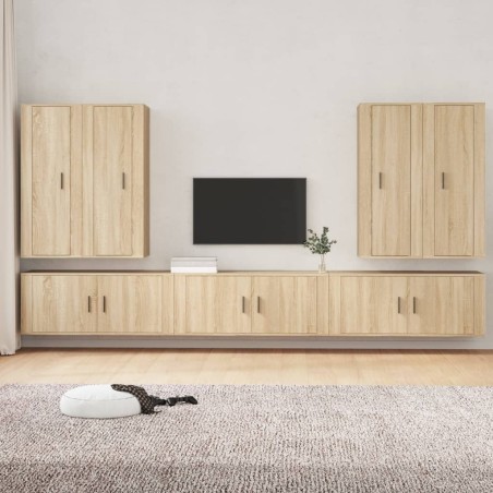 vidaXL 7-tlg. TV-Schrank-Set Sonoma-Eiche Holzwerkstoff