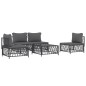 vidaXL 5-tlg. Garten-Lounge-Set mit Kissen Anthrazit Stahl vidaXL 5-tlg. Garten-Lounge-Set mit Kissen Anthrazit Stahl