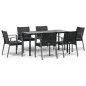 vidaXL 7-tlg. Garten-Essgruppe mit Kissen Poly Rattan und Stahl