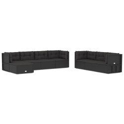 vidaXL 8-tlg. Garten-Lounge-Set mit Kissen Schwarz Poly Rattan