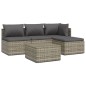vidaXL 5-tlg. Garten-Lounge-Set mit Kissen Grau Poly Rattan vidaXL 5-tlg. Garten-Lounge-Set mit Kissen Grau Poly Rattan