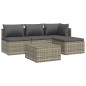 vidaXL 5-tlg. Garten-Lounge-Set mit Kissen Grau Poly Rattan vidaXL 5-tlg. Garten-Lounge-Set mit Kissen Grau Poly Rattan