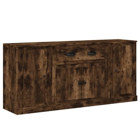vidaXL Sideboards 3 Stk. Räuchereiche Holzwerkstoff