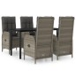 vidaXL 5-tlg. Garten-Essgruppe mit Kissen Schwarz und Grau Poly Rattan vidaXL 5-tlg. Garten-Essgruppe mit Kissen Schwarz und Grau Poly Rattan