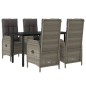 vidaXL 5-tlg. Garten-Essgruppe mit Kissen Schwarz und Grau Poly Rattan vidaXL 5-tlg. Garten-Essgruppe mit Kissen Schwarz und Grau Poly Rattan
