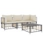 vidaXL 4-tlg. Garten-Lounge-Set mit Kissen Anthrazit Poly Rattan vidaXL 4-tlg. Garten-Lounge-Set mit Kissen Anthrazit Poly Rattan