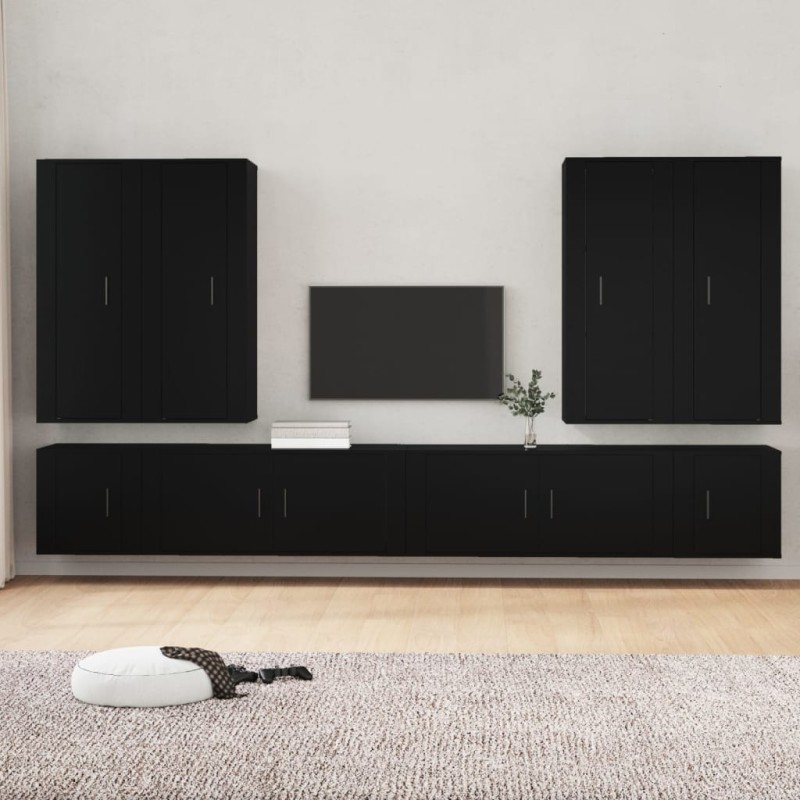 vidaXL 8-tlg. TV-Schrank-Set Schwarz Holzwerkstoff vidaXL 8-tlg. TV-Schrank-Set Schwarz Holzwerkstoff