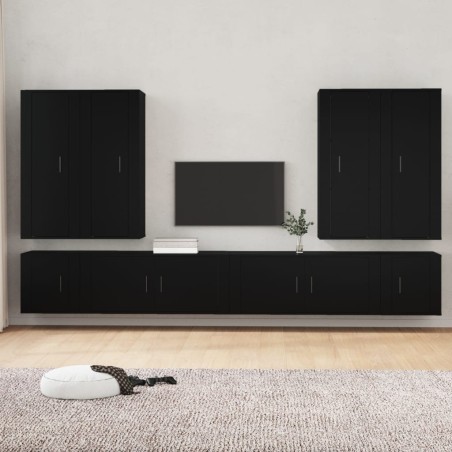 vidaXL 8-tlg. TV-Schrank-Set Schwarz Holzwerkstoff