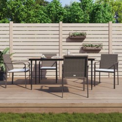 vidaXL 5-tlg. Garten-Essgruppe mit Kissen Poly Rattan und Stahl