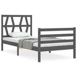 vidaXL Massivholzbett mit Kopfteil Grau 100x200 cm