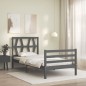 vidaXL Massivholzbett mit Kopfteil Grau 100x200 cm vidaXL Massivholzbett mit Kopfteil Grau 100x200 cm