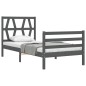 vidaXL Massivholzbett mit Kopfteil Grau 100x200 cm vidaXL Massivholzbett mit Kopfteil Grau 100x200 cm