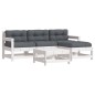 vidaXL 5-tlg. Garten-Lounge-Set mit Kissen Weiß Massivholz vidaXL 5-tlg. Garten-Lounge-Set mit Kissen Weiß Massivholz