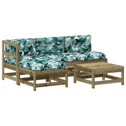 vidaXL 5-tlg. Garten-Lounge-Set mit Kissen Imprägniertes Kiefernholz