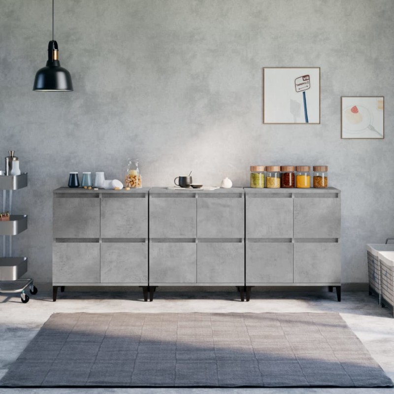 vidaXL Sideboards 3 Stk. Betongrau 60x35x70 cm Holzwerkstoff vidaXL Sideboards 3 Stk. Betongrau 60x35x70 cm Holzwerkstoff