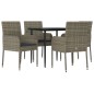 vidaXL 5-tlg. Garten-Essgruppe mit Kissen Schwarz und Grau Poly Rattan vidaXL 5-tlg. Garten-Essgruppe mit Kissen Schwarz und Grau Poly Rattan