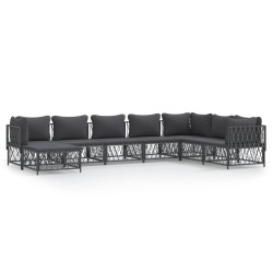 vidaXL 8-tlg. Garten-Lounge-Set mit Kissen Anthrazit Stahl