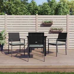 vidaXL 5-tlg. Garten-Essgruppe mit Kissen Poly Rattan und Stahl