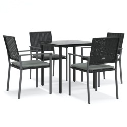vidaXL 5-tlg. Garten-Essgruppe mit Kissen Poly Rattan und Stahl