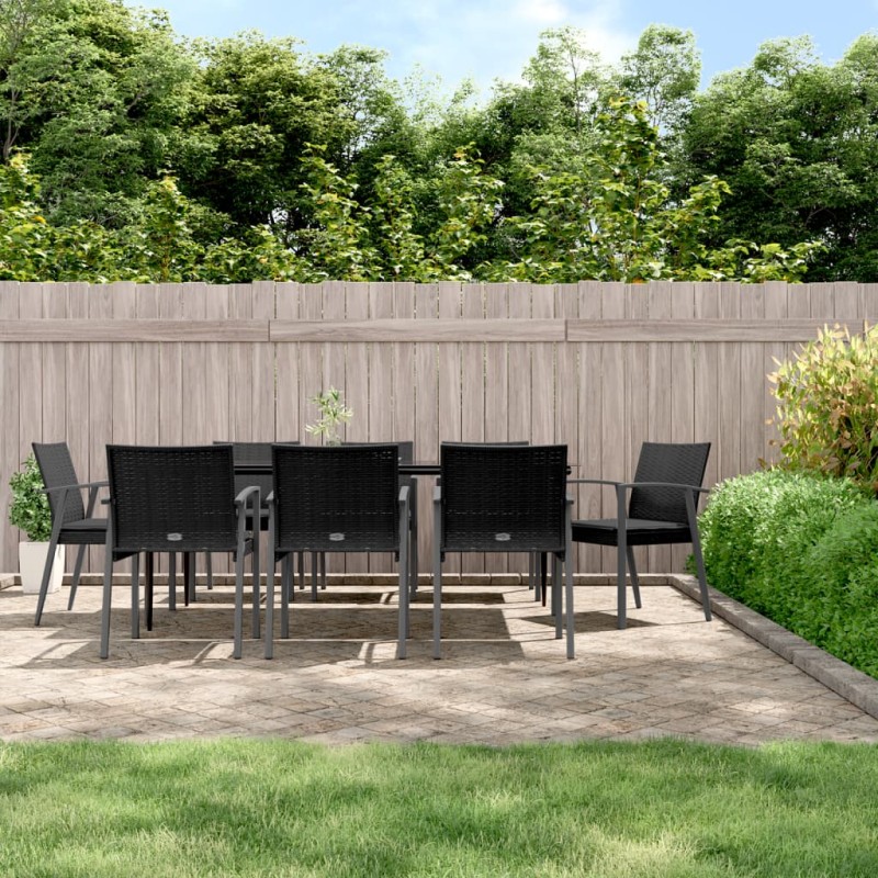 vidaXL 9-tlg. Garten-Essgruppe mit Kissen Poly Rattan und Stahl vidaXL 9-tlg. Garten-Essgruppe mit Kissen Poly Rattan und Stahl