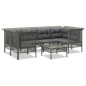 vidaXL 7-tlg. Garten-Lounge-Set mit Kissen Grau Poly Rattan vidaXL 7-tlg. Garten-Lounge-Set mit Kissen Grau Poly Rattan