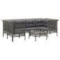 vidaXL 7-tlg. Garten-Lounge-Set mit Kissen Grau Poly Rattan vidaXL 7-tlg. Garten-Lounge-Set mit Kissen Grau Poly Rattan