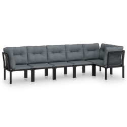 vidaXL 6-tlg. Garten-Lounge-Set Schwarz und Grau Poly Rattan