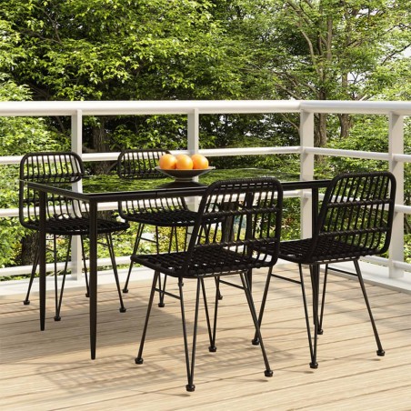 vidaXL 5-tlg. Garten-Essgruppe Schwarz Poly Rattan