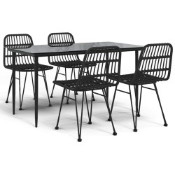 vidaXL 5-tlg. Garten-Essgruppe Schwarz Poly Rattan