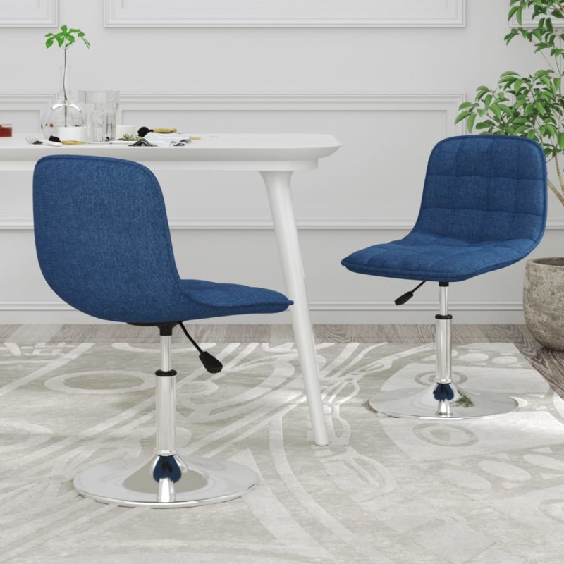 Esszimmerstühle 2 Stk. Drehbar Blau Stoff Esszimmerstühle 2 Stk. Drehbar Blau Stoff