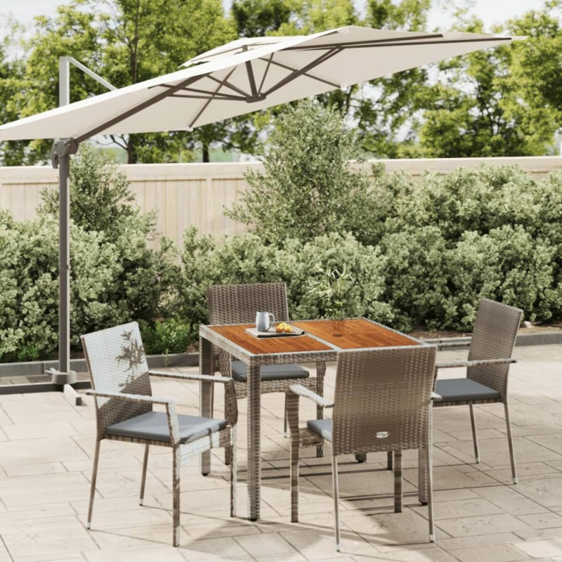 vidaXL 5-tlg. Garten-Essgruppe mit Kissen Grau Poly Rattan vidaXL 5-tlg. Garten-Essgruppe mit Kissen Grau Poly Rattan