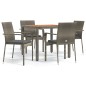 vidaXL 5-tlg. Garten-Essgruppe mit Kissen Grau Poly Rattan vidaXL 5-tlg. Garten-Essgruppe mit Kissen Grau Poly Rattan
