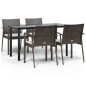 vidaXL 5-tlg. Garten-Essgruppe mit Kissen Poly Rattan und Stahl vidaXL 5-tlg. Garten-Essgruppe mit Kissen Poly Rattan und Stahl
