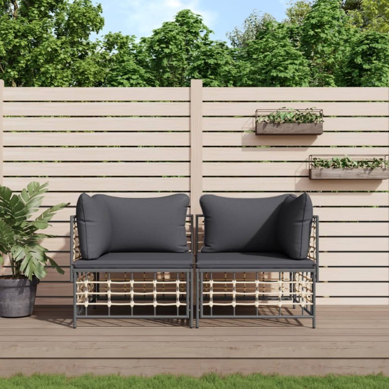 vidaXL Ecksofas mit Kissen 2 Stk. Modular Poly Rattan vidaXL Ecksofas mit Kissen 2 Stk. Modular Poly Rattan