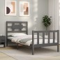 vidaXL Massivholzbett mit Kopfteil Grau 100x200 cm vidaXL Massivholzbett mit Kopfteil Grau 100x200 cm