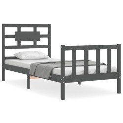 vidaXL Massivholzbett mit Kopfteil Grau 100x200 cm