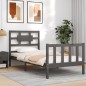 vidaXL Massivholzbett mit Kopfteil Grau 100x200 cm vidaXL Massivholzbett mit Kopfteil Grau 100x200 cm
