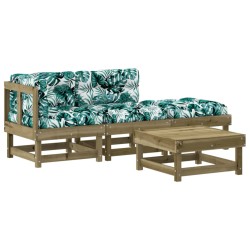 vidaXL 4-tlg. Garten-Lounge-Set mit Kissen Kiefernholz Imprägniert