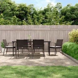 vidaXL 7-tlg. Garten-Essgruppe mit Kissen Poly Rattan und Stahl