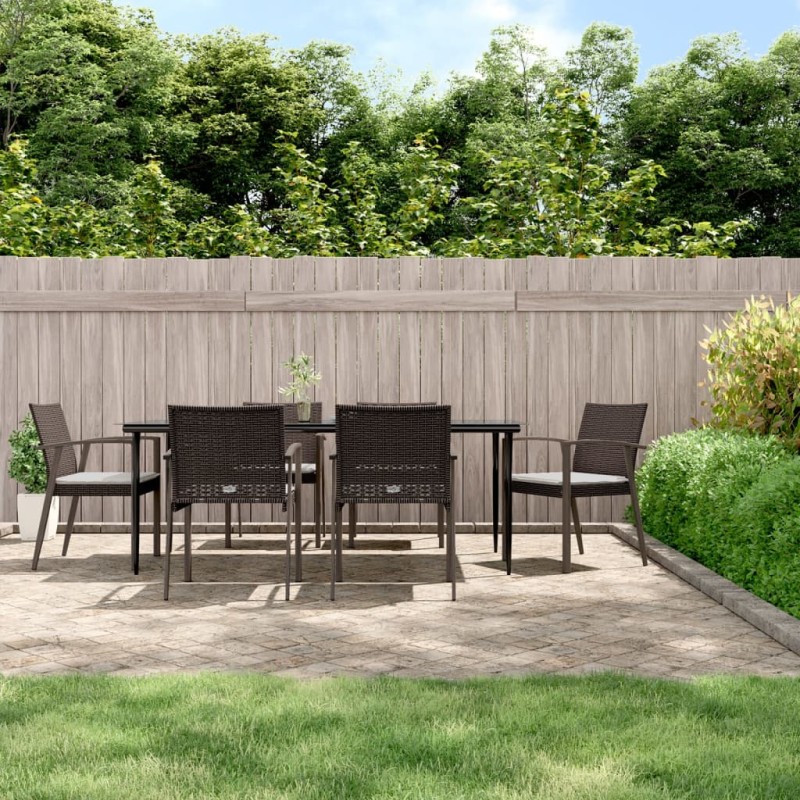 vidaXL 7-tlg. Garten-Essgruppe mit Kissen Poly Rattan und Stahl vidaXL 7-tlg. Garten-Essgruppe mit Kissen Poly Rattan und Stahl
