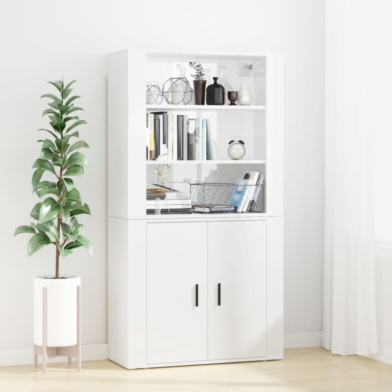vidaXL Highboard Hochglanz-Weiß Holzwerkstoff vidaXL Highboard Hochglanz-Weiß Holzwerkstoff
