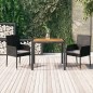vidaXL 3-tlg. Garten-Essgruppe mit Kissen Schwarz Poly Rattan vidaXL 3-tlg. Garten-Essgruppe mit Kissen Schwarz Poly Rattan