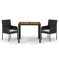 vidaXL 3-tlg. Garten-Essgruppe mit Kissen Schwarz Poly Rattan vidaXL 3-tlg. Garten-Essgruppe mit Kissen Schwarz Poly Rattan