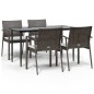 vidaXL 5-tlg. Garten-Essgruppe mit Kissen Poly Rattan und Stahl vidaXL 5-tlg. Garten-Essgruppe mit Kissen Poly Rattan und Stahl