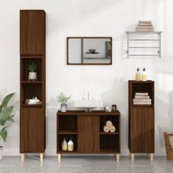 vidaXL 3-tlg. Badmöbel-Set Braun Eichen-Optik Holzwerkstoff
