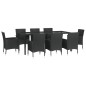 vidaXL 9-tlg. Garten-Essgruppe mit Kissen Schwarz Poly Rattan vidaXL 9-tlg. Garten-Essgruppe mit Kissen Schwarz Poly Rattan