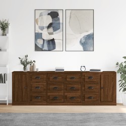 vidaXL Sideboards 3 Stk. Braun Eichen-Optik Holzwerkstoff