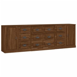 vidaXL Sideboards 3 Stk. Braun Eichen-Optik Holzwerkstoff