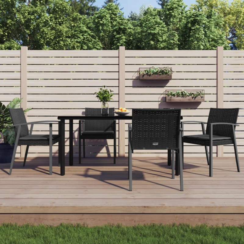 vidaXL 5-tlg. Garten-Essgruppe mit Kissen Poly Rattan und Stahl vidaXL 5-tlg. Garten-Essgruppe mit Kissen Poly Rattan und Stahl